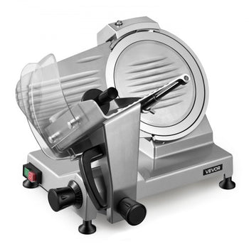 10" Commercial Meat Slicer, 240W Electric Deli Food Slicer with Carbon Steel Blade, Built-In Sharpener & 0-0.47" Adjustable Thickness for Frozen Meat, Ham, Baguett, Steak, UL Approved