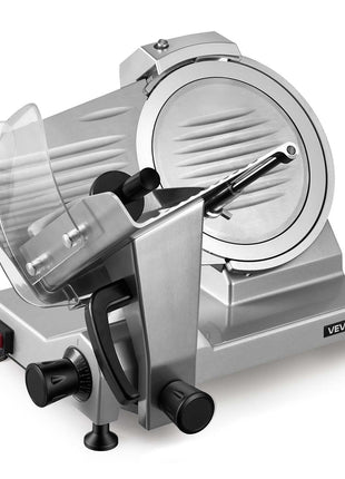10" Commercial Meat Slicer, 240W Electric Deli Food Slicer with Carbon Steel Blade, Built-In Sharpener & 0-0.47" Adjustable Thickness for Frozen Meat, Ham, Baguett, Steak, UL Approved