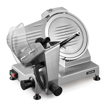 10" Commercial Meat Slicer, 240W Electric Deli Food Slicer with Carbon Steel Blade, Built-In Sharpener & 0-0.47" Adjustable Thickness for Frozen Meat, Ham, Baguett, Steak, UL Approved