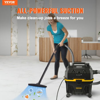 Wet Dry Vac, 4 Gallon, 5 Peak HP, 3 in 1 Shop Vacuum with Blowing Function Portable Attachments to Clean Floor, Upholstery, Gap, Car, ETL Listed, Black/Yellow