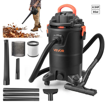 3-in-1 Shop Vac, 8 Gallon Wet Dry Shop Vacuum, 4.5 Peak HP Portable Vacuum Cleaner with Blower, Dual-Filter, 1350W Input Power, 1.25in x 7ft Hose, 9.8ft Cord for Jobsite, Workshop, Garage, Home