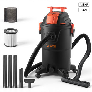 Shop Vac, 8 Gallon Wet Dry Shop Vacuum, 4.5 Peak HP Portable with One-Button Self-Cleaning, Dual-Filter, 900W Input Power, 1.25in x 7ft Hose, 9.8ft Cord for Jobsite, Workshop, Garage, Home