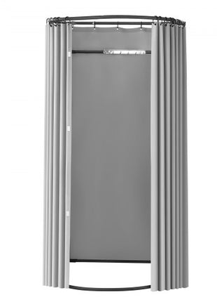 Fitting Room, Dressing Room with Thick Polyester Curtains, Privacy Space with Shading Curtain and a Hook, for Boutique, Mall, Tailor's Store & Outdoor 39 x 37 x 79 in (Black and Gray-White)