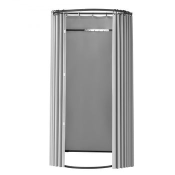 Fitting Room, Dressing Room with Thick Polyester Curtains, Privacy Space with Shading Curtain and a Hook, for Boutique, Mall, Tailor's Store & Outdoor 39 x 37 x 79 in (Black and Gray-White)