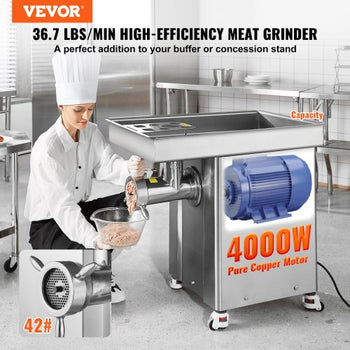 Meat Grinder, 36.7 Lbs/Min Capacity Electric Meat Grinders w/ Blade, Grinding Plate, Sausage Maker, Stainless Steel Commercial Meat Mincer for Kitchen Restaurant Butcher Store