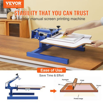 Screen Printing Machine, 1 Color 1 Station Silk Screen Printing Press, 21.2x17.7in Screen Printing Press, Double-layer Positioning Pallet, Adjustable Tension for T-shirt DIY Printing