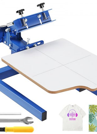 Screen Printing Machine, 1 Color 1 Station Silk Screen Printing Press, 21.2x17.7in Screen Printing Press, Double-layer Positioning Pallet, Adjustable Tension for T-shirt DIY Printing