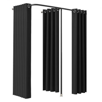 Fitting Room, Portable Changing Room with Thick Polyester Curtains, Double Dressing Rooms with Partition Curtains, for Boutique, Mall, Studio, Tailor's Store & Office 79 x 39 x 79 in (Black)