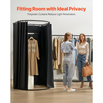 Fitting Room, Portable Dressing Room with Thick Polyester Curtains, Privacy Space with Shading Curtain and a Hook, for Boutique, Mall, Tailor's Store & Outdoor Activity 39 x 37 x 79 in (Black)