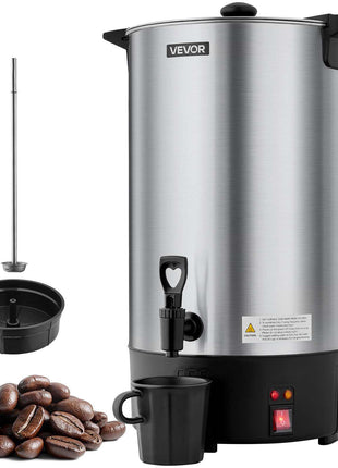 Commercial Coffee Urn, 100 Cup 15 L Hot Beverage Dispenser with Dripless Faucet, Quick-Brewing Stainless Steel Large Commercial Coffee Maker, for Catering, Business, Party, Church & Restaurant