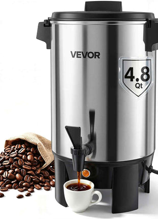 Commercial Coffee Urn, 30 Cup 152oz Hot Beverage Dispenser with Dripless Faucet, 1090W Quick-Brewing Coffee Maker, Automatic Temperature Control, for Catering, Party, Church & Restaurant