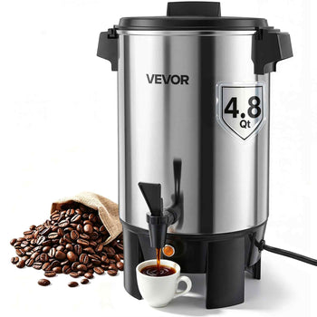 Commercial Coffee Urn, 30 Cup 152oz Hot Beverage Dispenser with Dripless Faucet, 1090W Quick-Brewing Coffee Maker, Automatic Temperature Control, for Catering, Party, Church & Restaurant