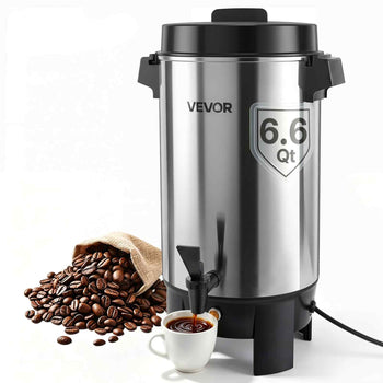 Commercial Coffee Urn, 40 Cup 203oz Hot Beverage Dispenser with Dripless Faucet, 1090W Quick-Brewing Coffee Maker, Automatic Temperature Control, for Catering, Party, Church & Restaurant