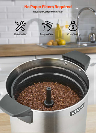 Commercial Coffee Urn, 60 Cup 9 L Hot Beverage Dispenser with Dripless Faucet, Quick-Brewing Stainless Steel Large Commercial Coffee Maker, for Catering, Business, Party, Church & Restaurant