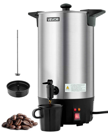 Commercial Coffee Urn, 60 Cup 9 L Hot Beverage Dispenser with Dripless Faucet, Quick-Brewing Stainless Steel Large Commercial Coffee Maker, for Catering, Business, Party, Church & Restaurant