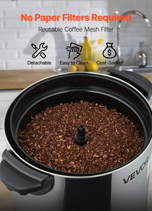 Commercial Coffee Urn, 30 Cup 4.5 L Hot Beverage Dispenser with Dripless Faucet, Quick-Brewing Commercial Coffee Maker with Stainless Steel Liner, for Catering, Business, Church & Restaurant