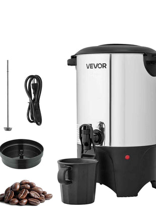 Commercial Coffee Urn, 30 Cup 4.5 L Hot Beverage Dispenser with Dripless Faucet, Quick-Brewing Commercial Coffee Maker with Stainless Steel Liner, for Catering, Business, Church & Restaurant