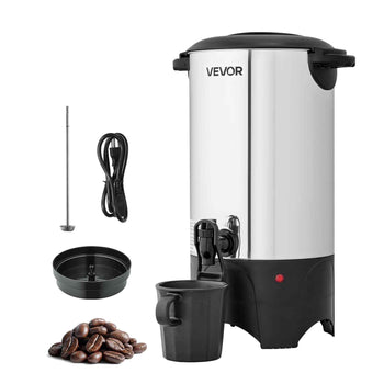 Commercial Coffee Urn, 40 Cup 6 L Hot Beverage Dispenser with Dripless Faucet, Quick-Brewing Commercial Coffee Maker, with Stainless Steel Liner, for Catering, Business, Church & Restaurant