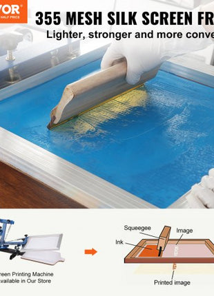 Screen Printing Kit, 4 Pieces Aluminum Silk Screen Printing Frames, 20x24inch Silk Screen Printing Frame with 355 Count Mesh, High Tension Nylon Mesh and Sealing Tape for T-shirts DIY Printing