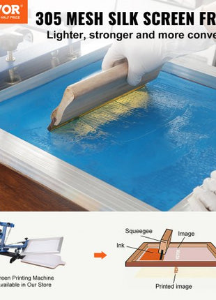 Screen Printing Kit, 6 Pieces Aluminum Silk Screen Printing Frames, 20x24inch Silk Screen Printing Frame with 305 Count Mesh, High Tension Nylon Mesh and Sealing Tape for T-Shirts DIY Printing