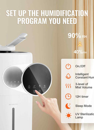 Commercial Humidifier, 5.5 Gal/21L 40.6 oz/h Cool Mist Output, Industrial Air Vaporizer for Large Room Up To 1291.7 Sq Ft,Top Refill Humidifier w/ 12-Hour Timer for Whole House,Greenhouse, Plant