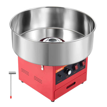 Cotton Candy Machine Commercial 1000W Electric Candy Floss Maker Red, Ideal for Home, Carnival, Birthday, Family Party, Easy Use with 20.5 in Stainless Steel Bowl, Storage Drawer, Sugar Scoop