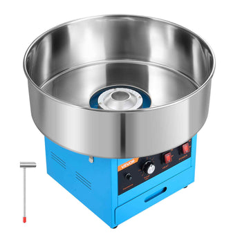 Cotton Candy Machine Commercial 1000W Electric Candy Floss Maker Blue, Ideal for Home, Carnival, Birthday, Family Party, Easy Use with 20.5 in Stainless Steel Bowl, Storage Drawer, Sugar Scoop