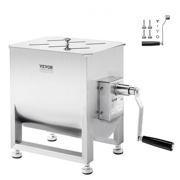 Manual Meat Mixer, 60L Fixed Tank Meat Processing Equipment(Mixing Max 120LBS for Meat), Stainless Steel Meat Mixer, Sausage Mixer Machine with Lid Handle Gear Reducer, Ground Beef Hand Mixer