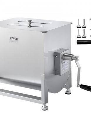Manual Meat Mixer, 40L Fixed Tank Meat Processing Equipment(Mixing Max 80LBS for Meat), Stainless Steel Meat Mixer, Sausage Mixer Machine with Lid Handle Gear Reducer, Ground Beef Hand Mixer