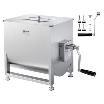 Manual Meat Mixer, 40L Fixed Tank Meat Processing Equipment(Mixing Max 80LBS for Meat), Stainless Steel Meat Mixer, Sausage Mixer Machine with Lid Handle Gear Reducer, Ground Beef Hand Mixer
