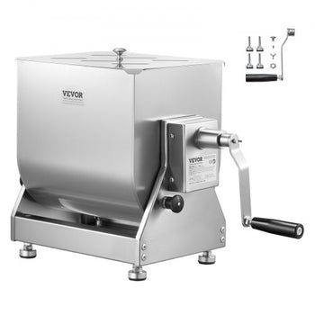Manual Meat Mixer, 60 Pound Max Capacity Tilt Tank Meat Mixer, Stainless Steel Meat Processing Equipment, Sausage Mixer Machine with Lid and Handle, Ground Beef Hand Mixer, Silver