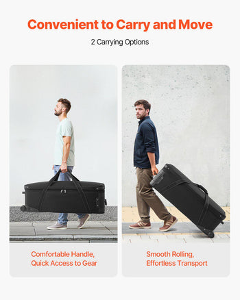 Studio Equipment Trolley Case, 39.37 x 14.96 x 12.60 in / 100 x 38 x 32 cm, Rolling Camera Bag, Carrying Bag with Wheels Straps Padded Compartment Handle, for Light Stands, Tripods, Telescopes