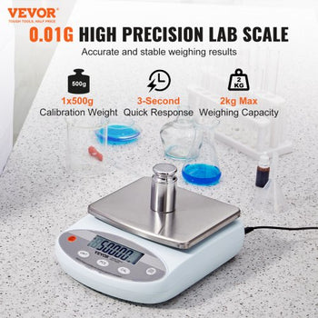 Analytical Balance, 2000g x 0.01g Accuracy High Precision Lab Scale, 13 Units Conversion Electronic Scientific Laboratory Scale, LCD Display Digital Jewelry Weighing Scale for Lab, Jewelry