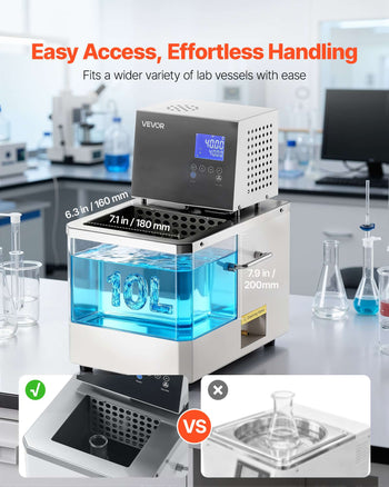 Laboratory High-Temperature Circulating Oil Bath, Up to 300℃/572℉, 10 L Lab Constant Temperature Heating Tank, 0.1℃ High Precision, Internal and External Dual Circulation, for Laboratory