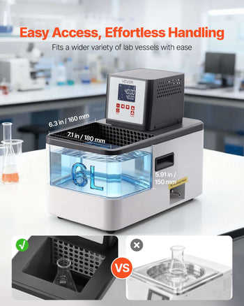 Laboratory High-Temperature Circulating Oil Bath, Up to 300℃/572℉, 6 L Lab Constant Temperature Heating Tank, 0.1℃ High Precision, Internal and External Dual Circulation, for Laboratory