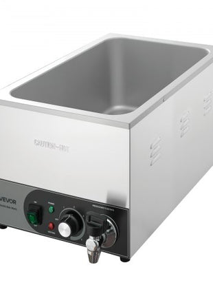 Commercial Food Warmer, 1200W Electric Stainless Steel Steam Food Warmer, Fast Heating Countertop Buffet Bain Marie with Detachable Power Cord, for Catering, Restaurants, Parties & Buffets