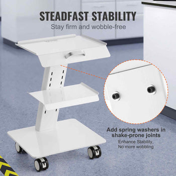 Lab Trolley, 3-Layer Rolling Lab Cart, Metal Mobile Trolley with Swivel Wheels, Tray Rolling Clinic Cart 220 lbs Weight Capacity, for Lab, Clinic, Beauty and Salon