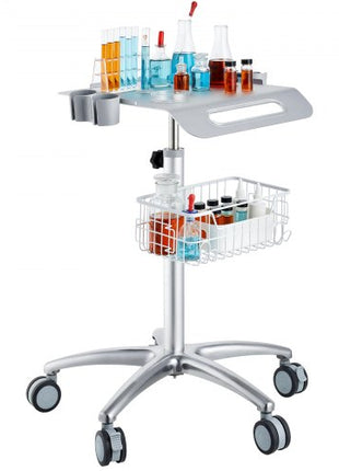 Medical Cart, Salon Cart with Wheels, Mobile Trolley Cart 26.77"-42.91" Height Adjustable, Metal Salon Stations for Hair Stylist, Rolling Desktop Lab Cart for Clinic, Beauty and Salon