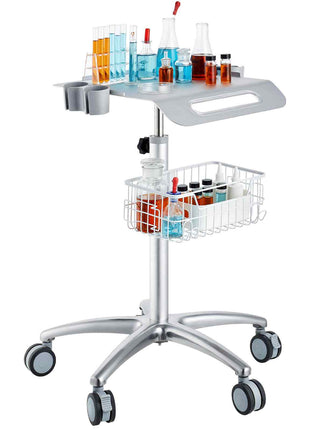 Medical Cart, Salon Cart with Wheels, Mobile Trolley Cart 26.77"-42.91" Height Adjustable, Metal Salon Stations for Hair Stylist, Rolling Desktop Lab Cart for Clinic, Beauty and Salon