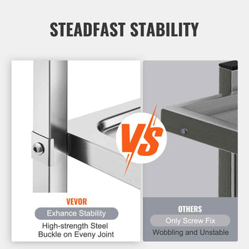 Vevor high-strength steel buckle joint stainless steel stability comparison image.