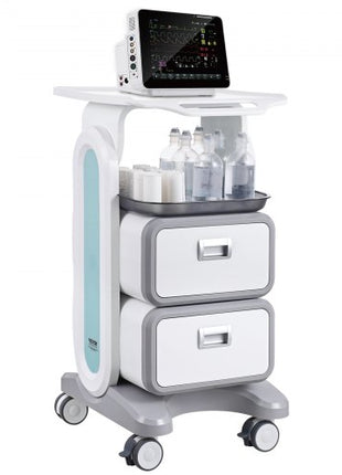 3 Tiers Lab Carts, Lab Utility Cart with 2 Drawers & 1 Top Tray, Mobile Medical Cart with ABS Material, Lab Rolling Cart with 4 Silent Wheels for Lab, Clinic, Hospital, Salon, White