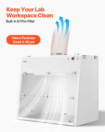 Ducted Fume Hood, 19.69 x 41.54 x 27.56 inch Working Area, Lab Fume Hood with LED Light and G1 Pre-Filter, Exhaust Equipment for Laboratory Fume Control and Pharmaceutical Compounding, White