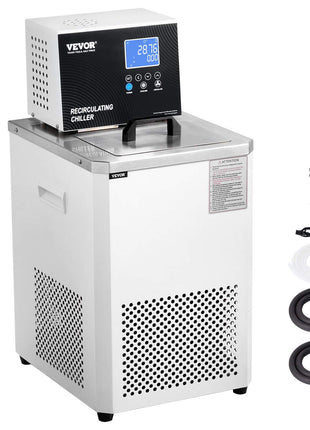 Laboratory Chiller Circulator, 6L Chiller Lab Low Temperature Cooling Liquid, -4°F-212°F Circulator Pump Chiller, LCD Display, 304 Stainless Steel Water Bath Recirculating Water Cooling Chiller