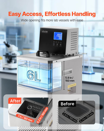 Laboratory Chiller Circulator, -30℃-100℃, 6 L Internal and External Dual Circulation, Low Temperature Cooling Liquid Circulator Pump Chiller, Recirculating Chiller Water Bath for Laboratory