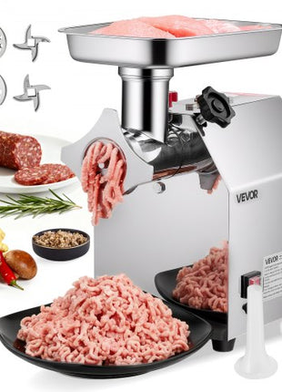 Commercial Electric Meat Grinder, 7 lbs/min Capacity, #12 Industrial Meat Mincer with 2 Stainless Steel Blades, 2 Grinding Plates, 850W Heavy-Duty Sausage Maker Stuffer, for Kitchen, Restaurant