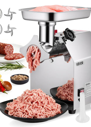 Commercial Electric Meat Grinder, 7 lbs/min Capacity, #12 Industrial Meat Mincer with 2 Stainless Steel Blades, 2 Grinding Plates, 850W Heavy-Duty Sausage Maker Stuffer, for Kitchen, Restaurant