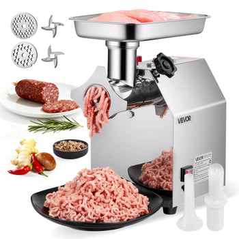 Commercial Electric Meat Grinder, 7 lbs/min Capacity, #12 Industrial Meat Mincer with 2 Stainless Steel Blades, 2 Grinding Plates, 850W Heavy-Duty Sausage Maker Stuffer, for Kitchen, Restaurant