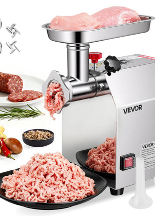 Commercial Electric Meat Grinder, 5 lbs/min Capacity, #8 Industrial Meat Mincer with 2 Stainless Steel Blades, 2 Grinding Plates, 600W Heavy-Duty Sausage Maker Stuffer, for Kitchen, Restaurant