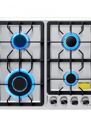 24 inch Gas Cooktop 4 Burners Gas Stove Top, Max 27000BTU Built-in Stainless Steel Stove Top LPG/NG Convertible Dual Fuel Cooktop Stoves with Thermocouple Protection for Kitchen Apartment Rvs