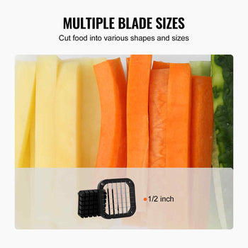 French Fry Cutter, Potato Slicer with 1/2-Inch Stainless Steel Blade, Manual Potato Cutter Chopper with Suction Cups, Great for Potato, French Fries, Cucumber, Vegetables, Carrot